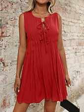 ieftine Rochii Albe Casual-Pentru femei Rochie Mini Rochie albă Modă Modern În aer liber Vacanță Ieșire Fit regulat Simplu Fără manșon În V Albastru piscină Negru Alb Roșu-aprins Vară Primăvară