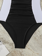 voordelige Eendelige badpakken-Dames Zwemkleding Een stukje Monokini Zwempak Buikcontrole Hoge taille Slank Blote rug Vakantie Strand Kleding Kleurenblok V-hals Mouwloos Badpakken