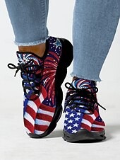  USA:s 250-årsjubileum Dam America atletiska sneakers - USA-flagga tryck lätta löparskor Dämpad sula patriotiska träningsskor för 4 juli firande parader