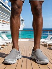 economico Uomini-scarpe slip-on grigie da uomo, design leggero con tomaia morbida, suola ammortizzata, comfort elegante per l'uso sull'isola e in crociera, attività all'aperto