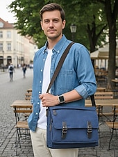 Χαμηλού Κόστους Ανδρικές τσάντες-Ανδρική τσάντα ώμου από καμβά, πολύχρωμη τσάντα ώμου μεγάλης χωρητικότητας με χιαστί ώμο, casual vintage τσάντα εργασίας για φορητό υπολογιστή για καθημερινές μετακινήσεις, υπαίθριες δραστηριότητες και χρήση γραφείου