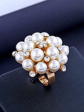 Недорогие Свадьба ACC-Женское кольцо с искусственным жемчугом, элегантное регулируемое коктейльное кольцо золотого и серебряного цвета, винтажное свадебное украшение для свадеб, вечеринок, вечерних мероприятий и торжественных случаев.