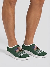  Teniși sport slip-on pentru bărbați, aniversare 250 de ani a SUA - încălțăminte confortabilă, verde militar patriotic, cu imprimeu de steag, pentru parade, 4 iulie și sărbători de vară