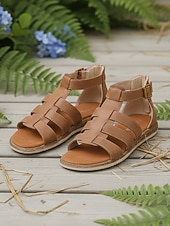 economico Sandali Piani-sandali casual bassi da donna con cinturino alla caviglia - morbidi sandali stile gladiatore in similpelle, suola ammortizzata leggera, comode scarpe estive da donna, da indossare tutti i giorni, per passeggiate, viaggi e feste in giardino