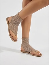cheap Women-Women's Black Mesh Rhinestone Flat Sandals - Sparkly Fishnet Thong Sandals for Coachella, Music Festivals &amp; Summer Beach Vacations