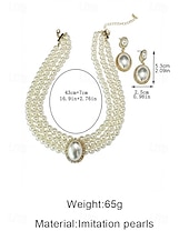 Недорогие Свадьба ACC-Женский комплект из ожерелья и сережек из искусственного жемчуга, винтажное элегантное многослойное колье-чокер с овальным кулоном, классические свадебные украшения для свадьбы, вечерних вечеринок и торжественных мероприятий.