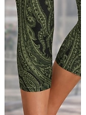 preiswerte -Damen Chinos Leggings Urlaub Vintage Streetwear Capris Hohe Taille Blumen Grafik Paisley-Muster Drucken Komfort Weich Bequem Dehnbar Täglich Outdoor Urlaub Grün Sommer Frühling Herbst Schmale Passform