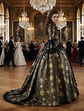 Недорогие Платья-Рококо Викторианский стиль Эпоха возрождения В пол Платья Костюм для вечеринки Маскарад Большие размеры Нормальная Буфф / баллон Вспышка рукава Принцесса Кружева Тюль Винтаж С пышной юбкой