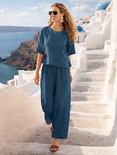 preiswerte Luxus Ko-ord Sets-Damen Onesie Sets Sexy Lässig Komfort Einfarbig Täglich Heim Rot orange Marineblau Schwarz Weiß Dunkelgrün Frühling Herbst