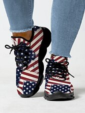  USA:s 250-årsjubileum Dam America atletiska sneakers - USA-flagga tryck lätta löparskor Dämpad sula patriotiska träningsskor för 4 juli firande parader