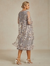 Недорогие Куртки-Жен. Блейзер Куртка Дышащий Кружева Вышивка Открытый перед Элегантный стиль Цветочный принт Повседневные Официальные Свадебный гость Обычная "Круглый вырез ""под горло""" Стандартный Рукав 3/4