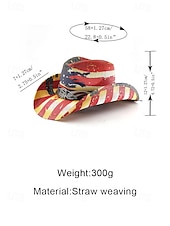 levne Příslušenství-250. výročí Spojených států pánský slaměný westernový klobouk s potiskem vlastenecké vlajky prodyšný tkaný fedora styl v několika designech festivalové prázdninové a volnočasové nošení