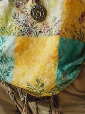 preiswerte Boho Tops-Damen Boho-T-Shirt T Shirt T-Shirt Druck Blumen Farbblock Vintage Ethnisch Lässig Langarm V Ausschnitt Lange Oberteile Täglich Wochenende Urlaubskleidung Gelb Purpur Sommer Frühling Herbst