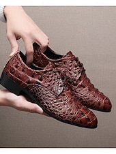 abordables Chaussures Derby-Chaussures à lacets pour homme en similicuir rouge imprimé crocodile, un design tendance pour les occasions spéciales et les mariages.