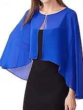 cheap Cape-Women's Wrap Mother's Wraps Bridal's Wraps Wedding Guest 's Wraps Cape Elegant Ladies Formal Style Sleeveless Chiffon Wedding Wraps With Pure Color For Daily Summer