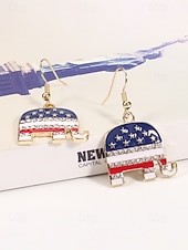 economico Accessori-Orecchini pendenti patriottici in lega per donne per il 250° anniversario degli Stati Uniti stili multipli della bandiera USA e cuori gioielli dichiarativi rossi bianchi e blu per feste e festival