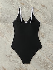 voordelige Eendelige badpakken-Dames Zwemkleding Een stukje Monokini Zwempak Buikcontrole Hoge taille Slank Blote rug Vakantie Strand Kleding Kleurenblok V-hals Mouwloos Badpakken