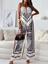 preiswerte Blusenanzüge für Damen-Damen Trägertop Hosen-Sets Bolero-Oberteil Ärmellos Träger Geometrisch Bohemien Mode Streetwear Lässig Täglich Outdoor Blau Beige Sommer Normale Passform