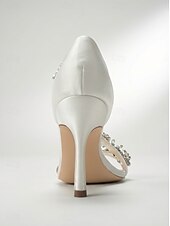 preiswerte Braut-Champagnerfarbene Brautschuhe aus Satin mit Kristallbesatz – elegante Hochzeitsschuhe für Stadthochzeiten