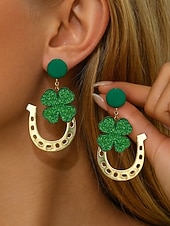 ieftine Accesorii-Cercei acrilici cu trifoi pentru femei, cu tematică de Ziua Sfântului Patrick, cercei ușori cu trifoi și sclipici, bijuterii verzi irlandeze în mai multe stiluri, perfecți pentru parade de sărbători, petreceri și ținute festive.