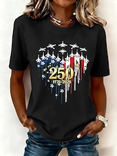 economico Magliette Giorno dell’Indipendenza-Giorno dell'Indipendenza Anniversary Americano Maglietta Patriottica da Donna Stampa Grafica Lettera Bandiera Americana Vintage Elegante Classica Manica Corta Collo Tondo Regolare Top Giornalieri Blu