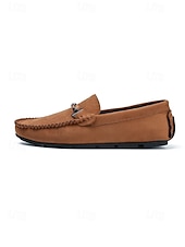 cheap Men-Men's Faux Leather Brown Slip-On Loafers, Trendy and Comfortable, Great for Resort Evenings and Night Out