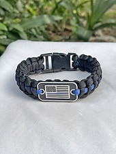 preiswerte Zubehör-USA 250. Jubiläum Männer Amerikanische Flagge Paracord Armband Langlebiges Polyester- und Legierungsmaterial Verstellbare Größe Perfekt für Unabhängigkeitstag alltägliche Freizeitkleidung