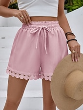 abordables Bermuda-Femmes Chinos Shorts Shorts d'été Vacances Mode Streetwear Court Taille haute Uni Cordon de serrage Dentelle Taille Élastique Confort Respirabilité Confortable Non Elastique Micro-Élastique Quotidien
