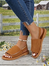 abordables Sandalias Planas-Sandalias planas informales de color verde militar para mujer: cómodas sandalias planas con punta abierta y tira trasera para playa y viajes en verano. &amp;uso diario