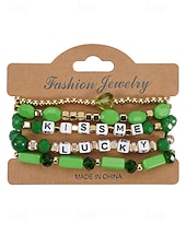 ieftine Accesorii-Set de brățări cu mărgele pentru femei de Ziua Sfântului Patrick, brățări cu pandantive din rășină și aliaj, bijuterii cu litere irlandeze cu trifoi în mai multe stiluri, perfecte pentru parade de sărbători, petreceri și ținute festive