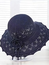 tanie Kapelusze ochronne-Damskie Kapelusz Kapelusz Ochrona przed słońcem Oddychający Codzienny Na zewnątrz Ulica Kwiat Czyste kolory