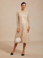 お買い得  花柄のブラウス-女性用 ジャケット スパンコール レース メッシュ エレガント 日常 レディース 長袖 クルーネック 日常 結婚式のゲスト シャンパン 夏 春 秋