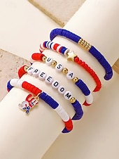 Недорогие Аксессуары-Юбилейный комплект акриловых бусин для женщин к 250-летию США доступен в разных стилях тема свободы США идеально подходит для повседневной носки