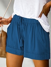 preiswerte Bermudashorts-Damen Shorts Sommershorts Baggy-Shorts Urlaub Mode Streetwear Kurz Hohe Taille Einfach Kordelzug Tasche Elastischer Bund Atmungsaktivität Bequem Unelastisch Täglich Urlaub Straße Hellgrau Schwarz