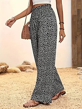  Dam Brett skaft Långbyxor Casual byxor Rak Semester Mode Streetwear Fullängd Hög midja Prickig Ficka Elastisk midja Komfort Bekväm Oelastisk Elastisk Dagligen Semester Gata Svart Rubinrött Blå Grön