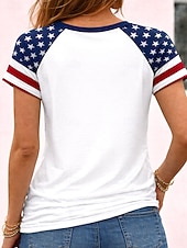  American Independence Day Women's T Shirt Print Graphic American Flag Vintage Stylish Classic Short Sleeve Crew Neck Regular Tops Daily Black White Red Summer Spring