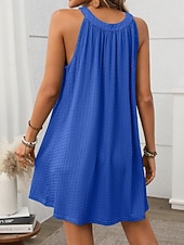 abordables Vestido blanco-Mujer Mini vestido Vestido informal Vestido de verano Elegante Moda Moderno Exterior Vacaciones Noche Ajuste regular Plano Sin Mangas Cuello halter Negro Blanco Verde Claro Rosa Verano Primavera