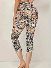 economico -Per donna Chinos Leggings Vacanza Vintage Streetwear Capri Vita Alta Floreale Grafico Stampa Comodità Morbido Confortevole Elasticizzato Quotidiano All'aperto Vacanza Blu marino Estate Primavera
