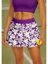 baratos Saias e Skorts Femininos-Mulheres Floral Saia casual Saia de tênis Patchwork Bolsos 2 em 1 UPF50+ Resistente a UV Com bolsos Voleibal Tênis Badminton Calção Saias Vinho Azul Marinho Verde Escuro Roupas de tênis