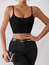 voordelige Gewone Tank-Dames Blouse Hemdje Tanktop Blote rug Effen Sexy Casual Mouwloos Bandje Croptops Dagelijks Feestdagen Uitgaan Zwart Wit Rood Oranje Bruin Zomer Lente
