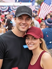 preiswerte Zubehör-Vereinigte Staaten 250. Jubiläum Herren American Flag Trucker Cap - Bestickte USA Mesh Kappe für den Unabhängigkeitstag - Atmungsaktive Polyester patriotische Baseballmütze in mehreren Farben