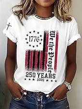  T-shirt Femme Patriote Journée de l'Indépendance Anniversaire Américain Imprimé Graphique Drapeau Drapeau Américain Élégant Classique Décontracté À Manches Courtes Encolure Ronde Hauts Quotidiens