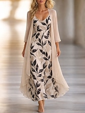 economico Abito Floreale-Per donna Insieme del vestito Abito a trapezio Elegante Vacanza Floreale Grafico Stratificato Stampato Abito maxi Manica 3/4 Scollo a V Quotidiano Spiaggia Blu Rosa Viola Estate Primavera Vestibilit