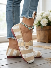 economico Ballerine da donna-Scarpe Mary Jane da donna larghe e traspiranti in maglia color cachi - scarpe casual leggere e comode, con cinturino regolabile per camminare, viaggiare, lavorare, fare shopping, andare in vacanza