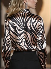 preiswerte Kunst &amp; Design Blusen-Damen Hemd Grafik Geometrisch Vintage Stilvoll Modern Langarm Hemdkragen Normale Oberteile Täglich Ferien Blau Erröten Sie Rosa Rosa Hellgrau Sommer Frühling