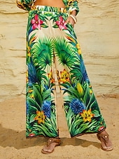 Недорогие женские брюки-тропическое искушение: струящиеся шифоновые брюки с широкими штанинами