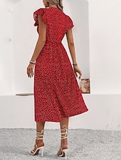 economico Abiti floreali-Per donna Abito Midi Abito a trapezio Vacanza Casual All'aperto Uscire Vestibilità aderente Floreale Grafico Manica Corta Scollo a V Nero Rosso Verde Estate Primavera