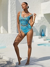 abordables trajes de baño de diseñador-Traje de baño de una pieza vintage para vacaciones