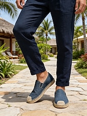 voordelige Heren-Blauwe instapschoenen voor heren, lichtgewicht en ademend, stijlvol espadrille-design voor buitenresorts, eilandvakanties en ontspannende reizen.