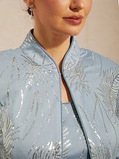  Mulheres Tops elegantes Elegante Gola Alta Azul Primavera Outono Inverno